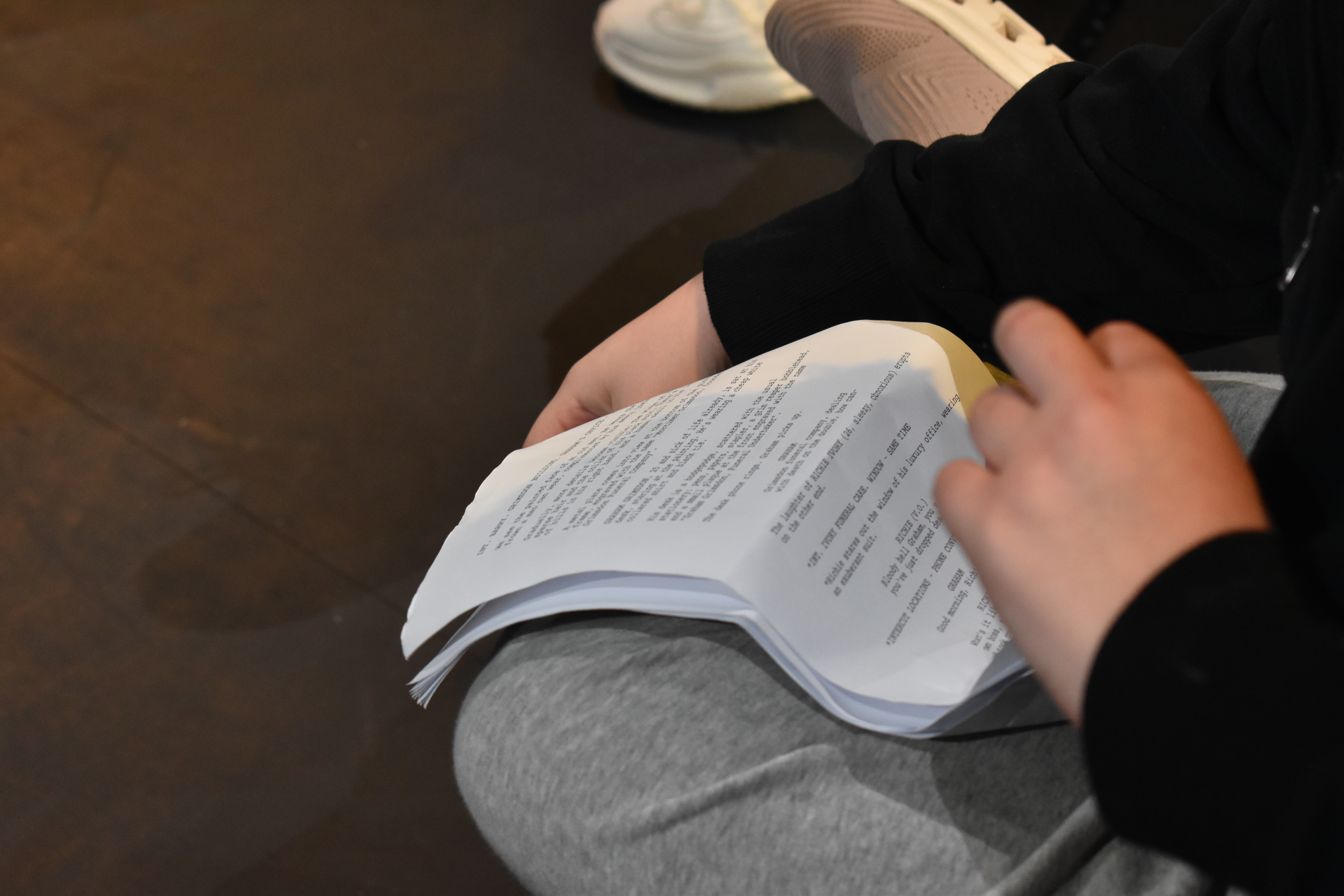 Script pages during film preparation
